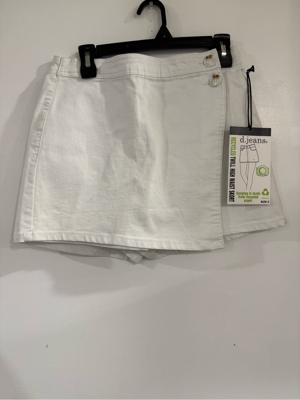 d. jeans White Wrap-Front High Rise Skort